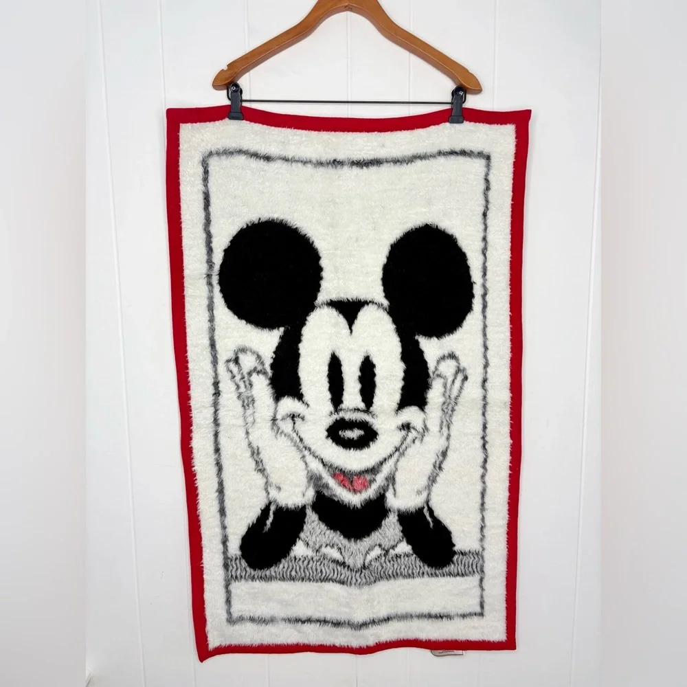 Vintage Biederlack USA Disney Mickey Mouse Small Fleece Blanket Baby 80’s 1984